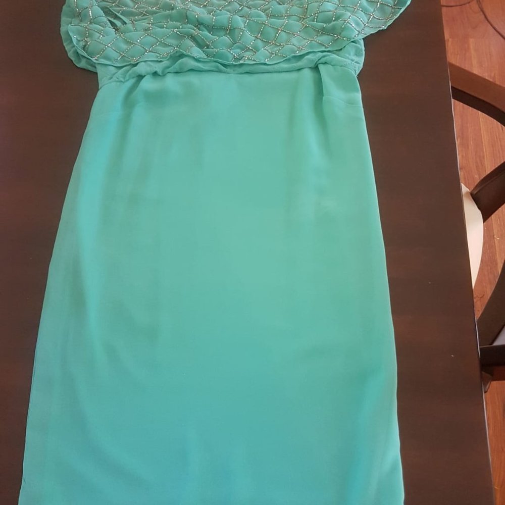 Needle&Thread Mini Strap Dress Turquoise & Silver - Picture 7 of 10
